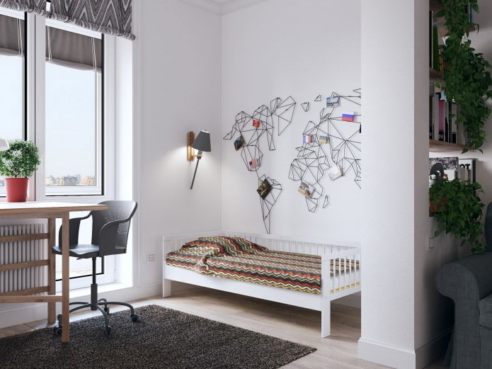 Интерьер детской в студии 26 кв. м. Интерьер детской в студии 26 кв. м.